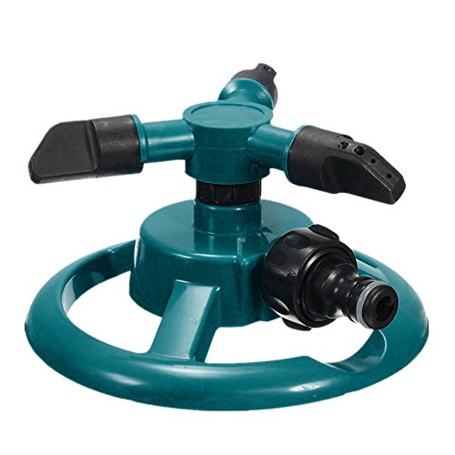 2333 Lawn Sprinkler Automatic Garden Water Sprinklers Lawn Irrigation System 3600 Square Feet Coverage Rotation 360°Rotating Arm Sprayer Water Hose Sprinkler Head for Yard Lawn Green