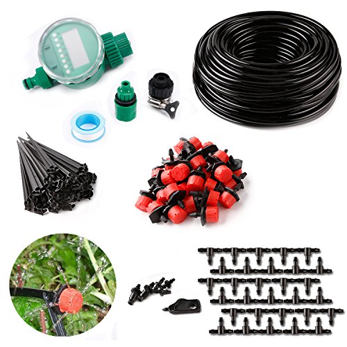 DIY Timer Drip Irrigation System Plant Lawn Watering Drip Irrigation Kit 82ft 14 Blank Distribution Tubing Watering Drip Kit for Greenhouse Cooling Suite Plant Watering