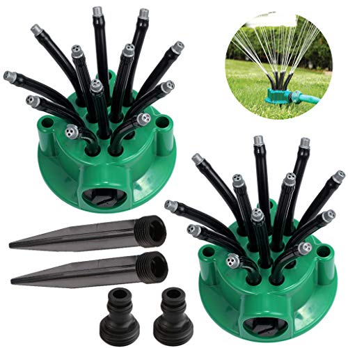 GKanMore Garden Hose Sprinkler Head Lawn Water Sprinkler 360 Degree Adjustable Noodle Head Nozzle Sprinkler for Outdoor Yard Garden Lawn Irrigation Pack of 2 Green