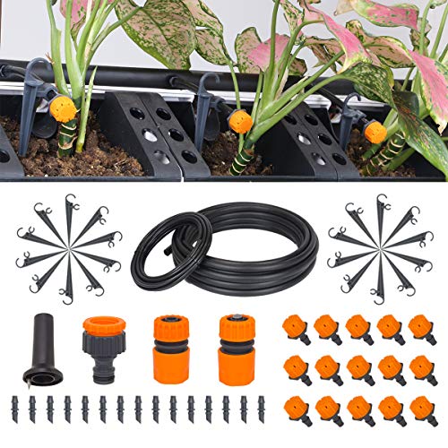 Garden Irrigation System kit 656FT20M DIY Drip Irrigation Kit 14 and 12 Blank Distribution Tubing Watering Drip Kit Water Saving Automatic Irrigation Set for LawnPatioGreenhouse