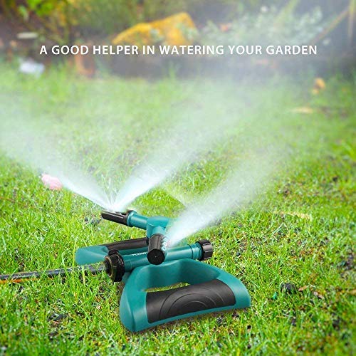 Lawn Sprinkler Automatic 360 Rotating Adjustable Kids Sprinkler Lawn Irrigation System Covering Large Area with Leak Free Design Durable 3 Arm Sprayer Summer Outdoor Game Waterpark Toys Accessories