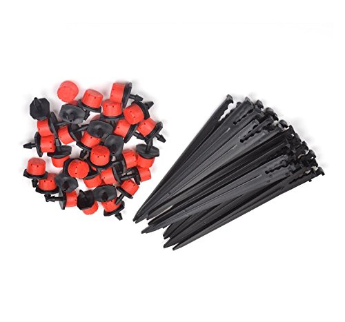 AS 50pcs Adjustable Irrigation Drippers Sprinklers Emitters  50pcs Heavy Duty Support Stakes Water Tube Hose Stands for Garden Drip System in Outdoor Greenhouse
