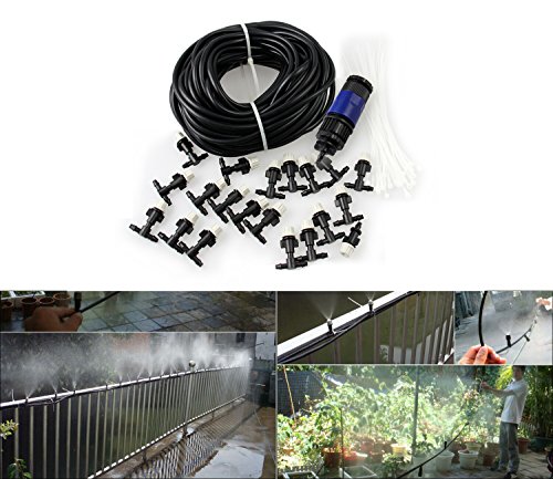 Carry360 20m 66ft Garden Outdoor Patio Home Drip Irrigation Misting Irrigation Cooling System With 20pcs Plastic