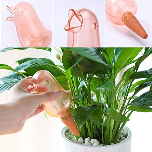 Yukuai Cute Creative Bird Shape Plant Automatic Water Irrigation Control System Waterer Self Plant Watering Devices for Potted Flower Drip Irrigation Indoor Outdoor Pink