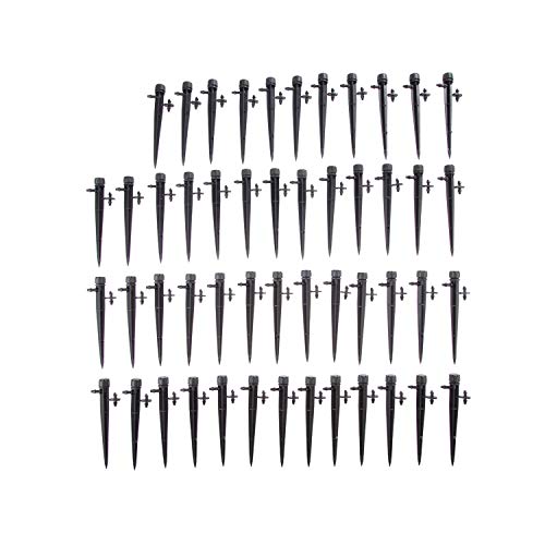 sweet smile 50 Pcs Adjustable Flow Bubbler Drip Spray Irrigation Drippers Sprinkle Emitters Stake Water Dripper Farmland Water Drip SystemAs Shown