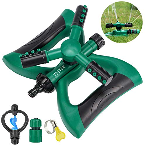 711TEK Garden Sprinkler Automatic Lawn Sprinkler Water Sprinkler Lawn Irrigation System 360 Degree Rotating Adjustable Oscillating Sprinkler for Garden Lawn Yard Kids Sprinkler with Extra Head