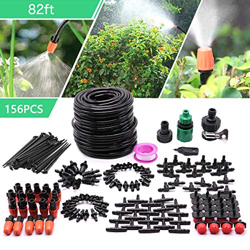 CARER SPARK Drip Irrigation KitGarden Irrigation System with 82ft 14 Blank Distribution Tubing HoseGreenhouse Drip Irrigation Set Automatic Saving Water System for GardenLawn