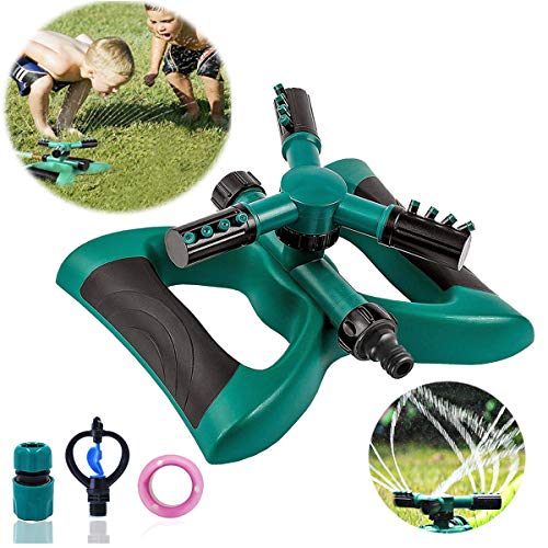 Lawn Sprinkler Automatic Sprinklers For Garden Water Sprinklers For Lawns 360 Rotating Adjustable Lawn Irrigation System Watering Sprinkler for Kids Covering Large Area Leak Design Durable 3 Arm