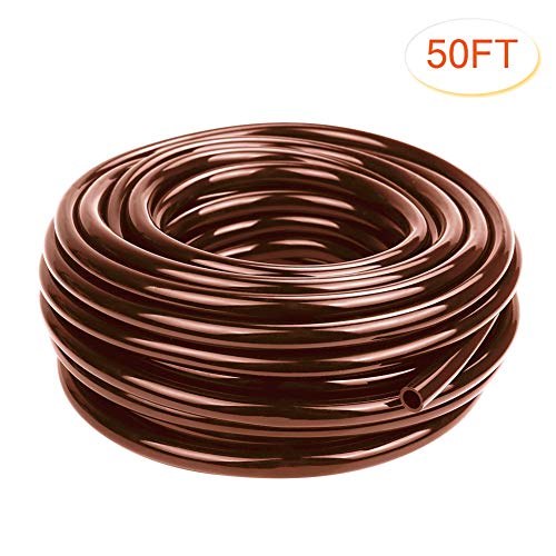 Flantor Garden Irrigation Tubing38 Blank Distribution Tubing 50ft Flexible TubingWatering Drip Automatic Irrigation Equipment Set for Garden GreenhouseFlowerPatioLawn 12 tubing 50ft Brown