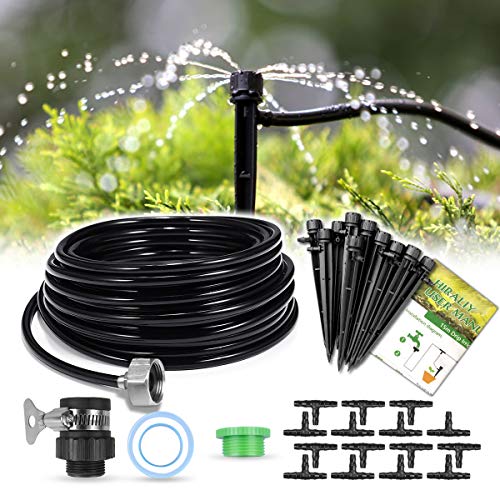 HIRALIY 50ft 15M Drip Irrigation Kits 14 Blank Distribution Tubing Plant Watering System DIY Saving Water Automatic Irrigation Equipment Set for Patio Lawn Garden Greenhouse Flower Bed