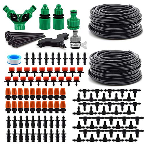 VAlinks Irrigation System Garden Irrigation System DIY Saving Water Automatic Irrigation Equipment Set 14 Blank Distribution Tubing Hose with 66ft for Garden Greenhouse Flower Bed Patio Lawn