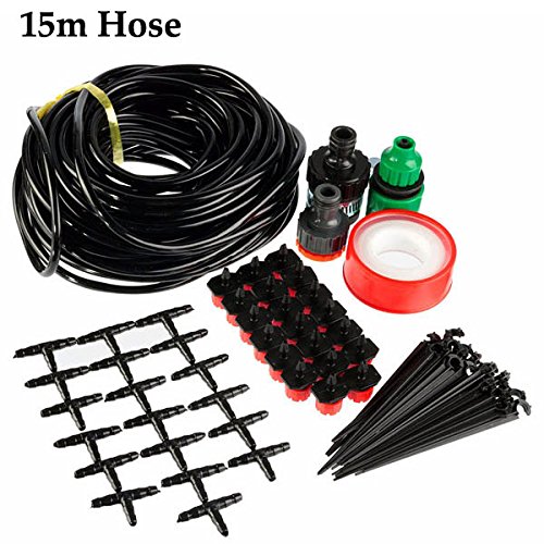 15m 50ft Gardening Plant Micro Drip Irrigation System Patio Atomization Micro Sprinkler Cooling Kit