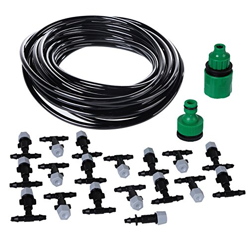 Easydeal Micro-sprinklers Spray Cooling Water Irrigation Kit Set Greenhouse Plant Watering System 10M