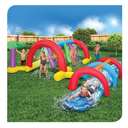 Backyard Adventure Water Park Slide Sprinklers 179 Foot Long Fun Course Party