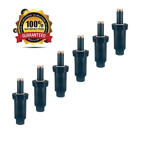 A7003 Automatic Sprinkler System - 6 Pack- 2&quot Plastic Spring Loaded Pop-up Sprinkler With Professional Brass Nozzle