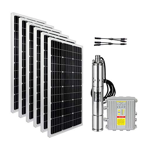 ECO-WORTHY Solar Power System 6pcs Mono Solar Panel  80M Deep Water Pump 400W  MPPT Controller for Irrigation Water SupplyCirculationGarden Fountains