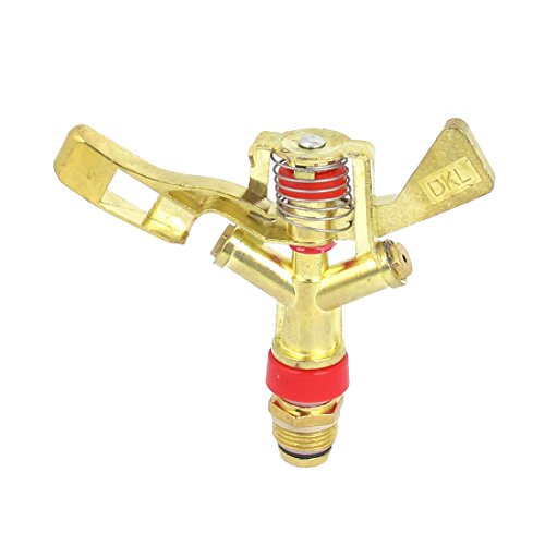 uxcell Garden Lawn Metal Rotating Sprinkle Irrigation Nozzle Gold Tone Red