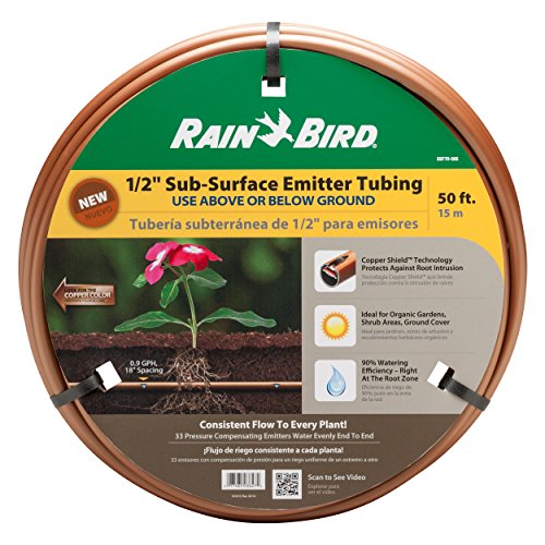 Rain Bird SSF70-50S Drip Irrigation Pressure Compensating 12 0700 OD Sub-Surface Emitter Tubing with Copper Shield Technology 50 Roll