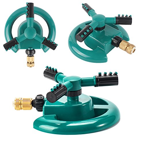 Lawn Sprinkler Garden Circular Watering Tool Three Adjustable Arm Long Coverage Practical Powerful Impulse Sprayer