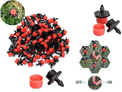 JTW- 14 Barb Automatic cleaning and anti-clogging Adjustable Dropper Irrigation Sprinklers Head Micro Drip Misting Garden Flow Water plastic black red color 50PCS
