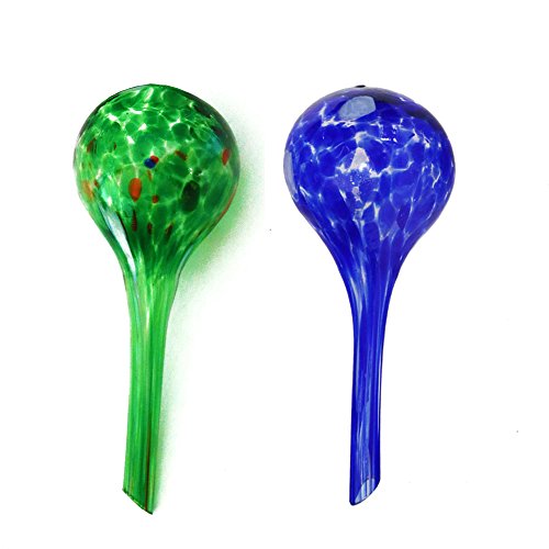 DealgladÂ 2pcs Glass Ball Automatic Watering Globes Plants Flowers Irrigation Tool Blue  Green