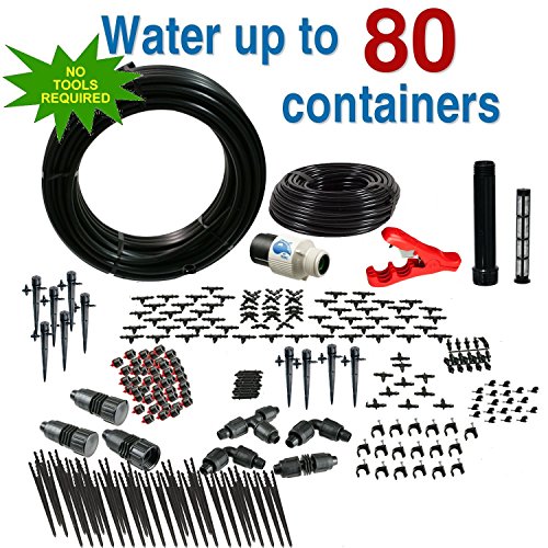 Drip Irrigation Kit For Container Gardening Premium Size - Water 80 Plants