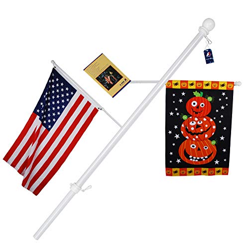 A-ONE 56 Tangle Free Aluminum Flagpole for Grommet or House - American US Flag Pole Kit with Anti-wrap Sleeve Stainless Steel Rust Prevention Clip Decorative Ball White
