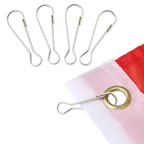 Anley Flag Pole Clip Snaps Hook Stainless Steel Flagpole Accessories - Compatible with Grommeted Flag - Pack of 4