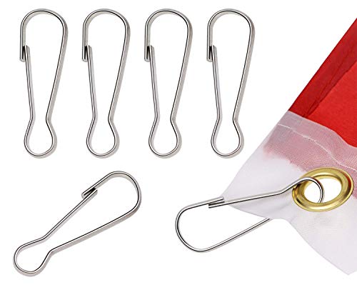 Cutelec Flag Pole Clip Snaps Hook 10Pack Stainless Steel Flagpole Accessories - Compatible with Grommeted Flag