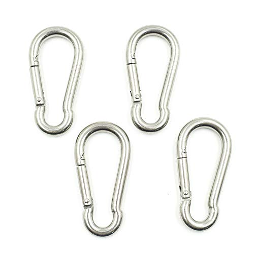 TUOREN Flag Pole Snap Clip Hooks Flagpole Attachment 28 Inches Stainless Steel Silver 4 Pcs