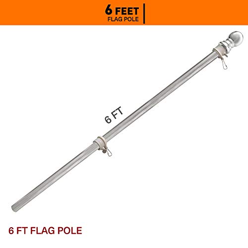 diig 6FT Flag Pole KitStainless Steel Heavy Duty American US Flagpole Rustproof for Outdoor Garden Roof Walls Yard Truck Only Flagpole