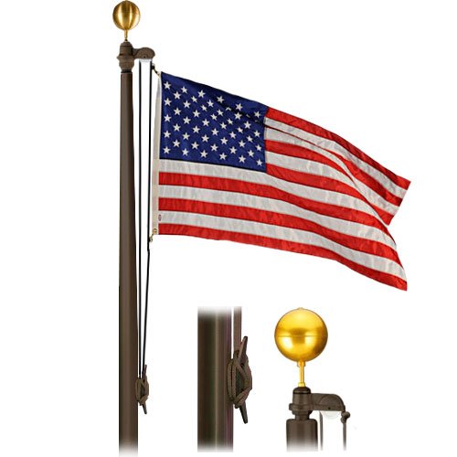 Economy Extra 50 Foot 8X3-12X188 Bronze Finish Flagpole