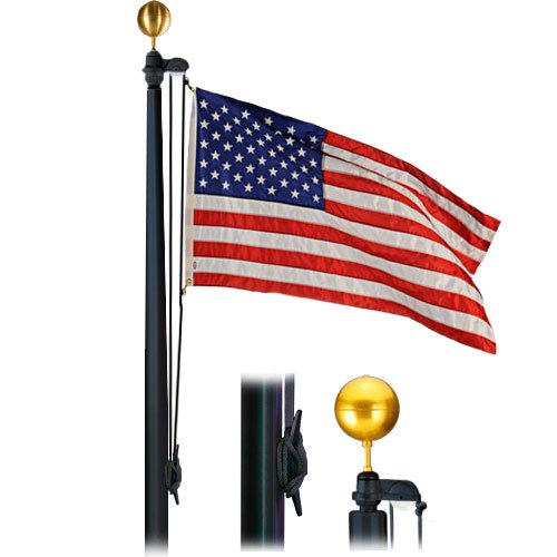 Hurricane External 50 Foot Flagpole 10x4x312 Satin Black Flagpole