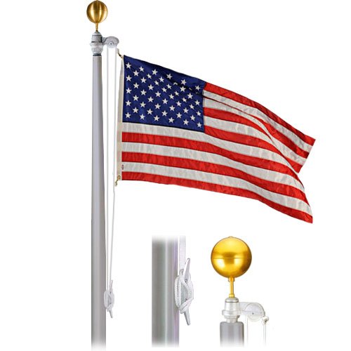 Hurricane External 50 Foot Flagpole 10x4x312 Satin Clear Flagpole