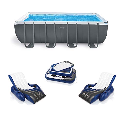 Intex 18ft x 9ft x 52in Above Ground Pool Set with Loungers 2 Pack Cooler