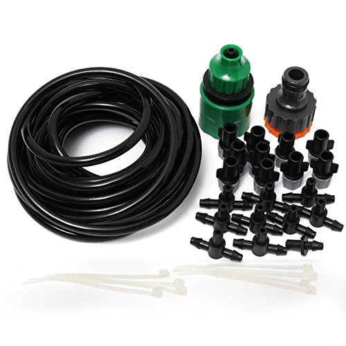 Tmarton 16ft Gardeners Micro Drop Irrigation System Plant Watering Drip Atomization Sprinkler Cooling Kit Accessories
