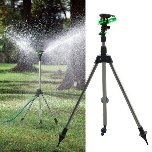 Tripod Impulse Sprinkler Pulsating Telescopic Watering Grass Lawn Yard Garden