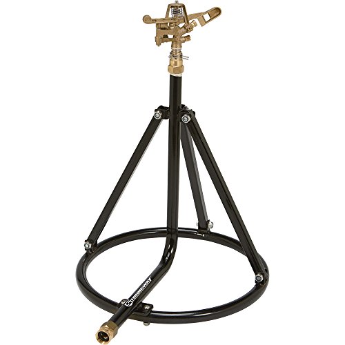 Strongway Tripod Sprinkler With Round Base - 3/4in. Brass Head With 2 Nozzles, 100-ft. Dia. Coverage