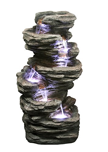 Dawson Rock Garden Fountain W/led Lights - Realistic Rock Tower Water Feature Great For Outoor Gardens And Spaces