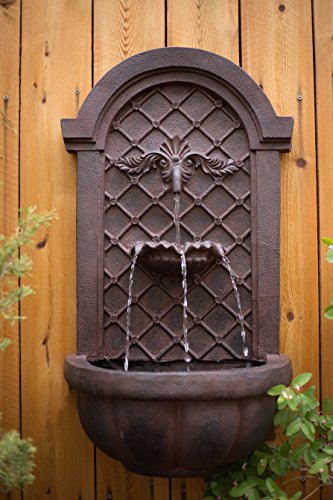 The Manchester - Outdoor Wall Fountain - Weathered Bronze - Water Feature for Garden Patio and Landscape Enhancement
