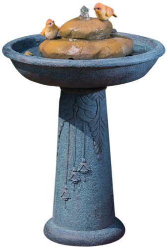 Alfresco Home Resin Bird Bath Outdoor Fountain