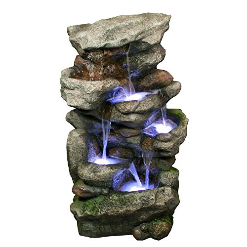 Bear Creek Waterfall Fountain Towering Rock Outdoor Water Feature For Gardensamp Patios Hand-crafted Weather