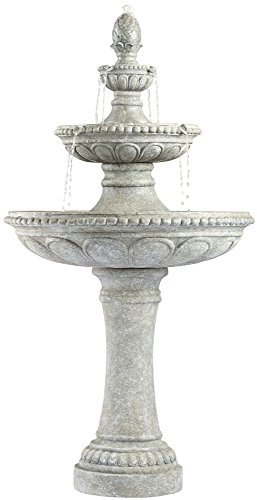 Pineapple 44 High Old Stone 3-Tier Outdoor Fountain