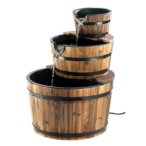 Rustic Three Tier Apple Barrel Outdoor Water Fountain