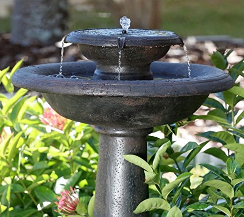 Solar Power Outdoor Fountains- Perfect Design For Relaxing Water Two-Tier Bird Bath Tranquil Garden Beauty- On Demand Technology With Beautiful Oiled Bronze Finish Stunning Beautiful Yard Enhancement