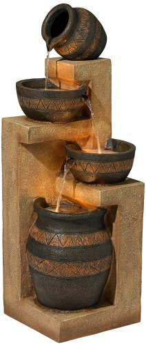 Stoneware Bowl and Jar Indoor-Outdoor Fountain