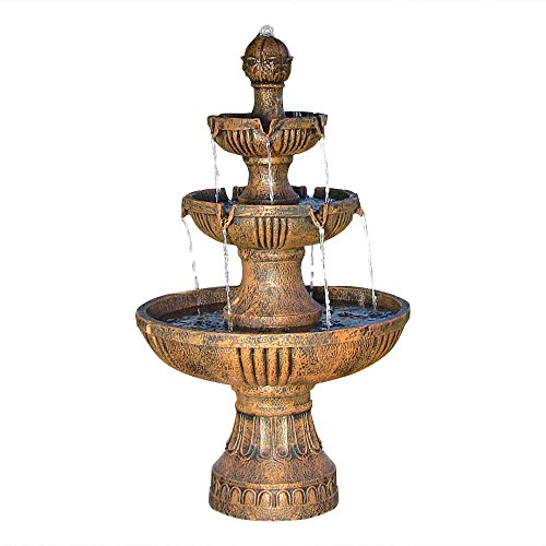 Sunnydaze Flower Blossom Outdoor Electric 3-tier Water Fountain 43 Inch Tall
