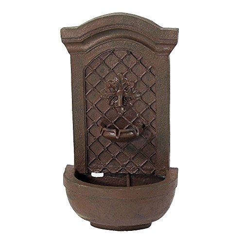 Sunnydaze Rosette Leaf Outdoor Wall Fountain Iron Finish 31 Inch Tall