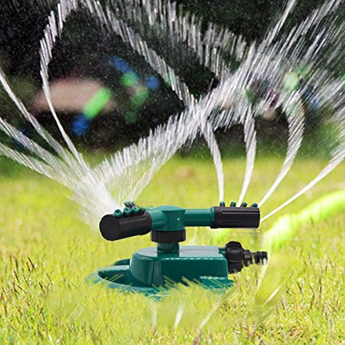 Madage Lawn Sprinkler Rotary 3- Arm Garden Sprinkler System Spray Nozzle For Watering Plants Flowers