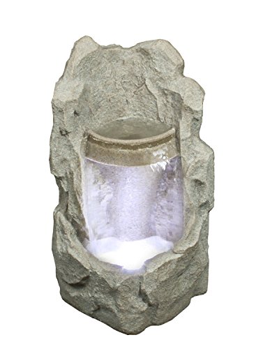 Crescent Rock Fountain - Garden Water Feature With Led Lights And Low Splash Design Perfect For Homes Gardens